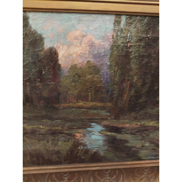 Brown Antique California Artist Ralph Davison Miller Oil Painting Housed in a Carved Frame For Sale - Image 8 of 18