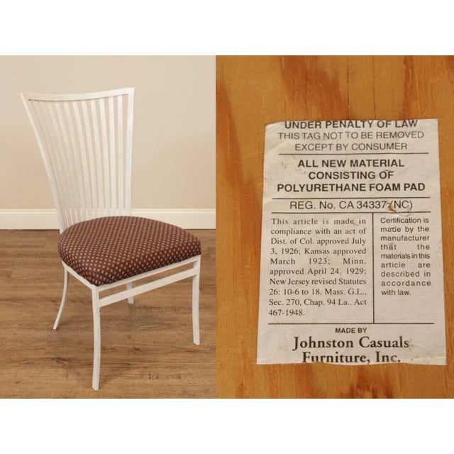 Johnston Casuals Postmodern White Lacquer Wrought Iron Round Glass Top Dining Table & Chairs - Set of 5 For Sale - Image 12 of 13