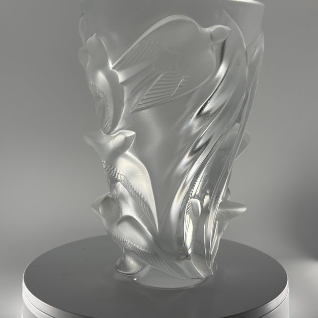 Glass Lalique Martinets Vase 9.7” French Crystal Signed Circa 1980s *Excellent Condition For Sale - Image 7 of 10