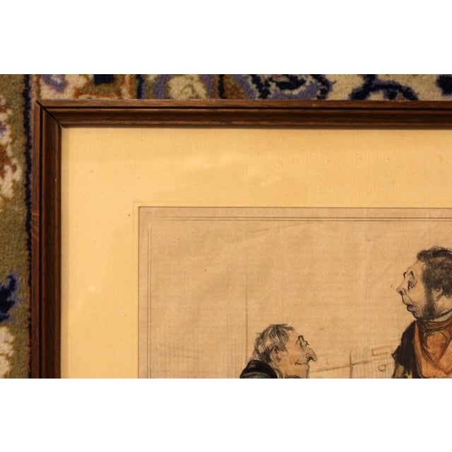 French 1836-38 Hand Colored Lithograph of "Caracaturana 82" by Honore Daumier For Sale - Image 3 of 6