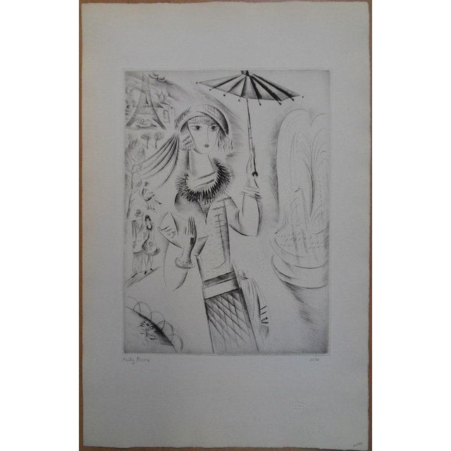 Emilia "Mily" Possoz (1888-1967) Young Girl with a Parasol Original etching Signed in pencil Limited edition of 45 copies...