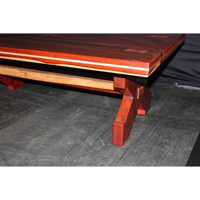 American Craftsman's Table of Exotic Woods With Great Form For Sale - Image 4 of 9