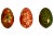 Set of 3 vintage hand painted decoupage eggs in vibrant red, green, orange, gold, coral and peach. Each egg is 1.75 W x...