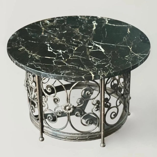 20th Century French Art Deco Iron and Marble Side or Small Coffee Table For Sale - Image 4 of 11