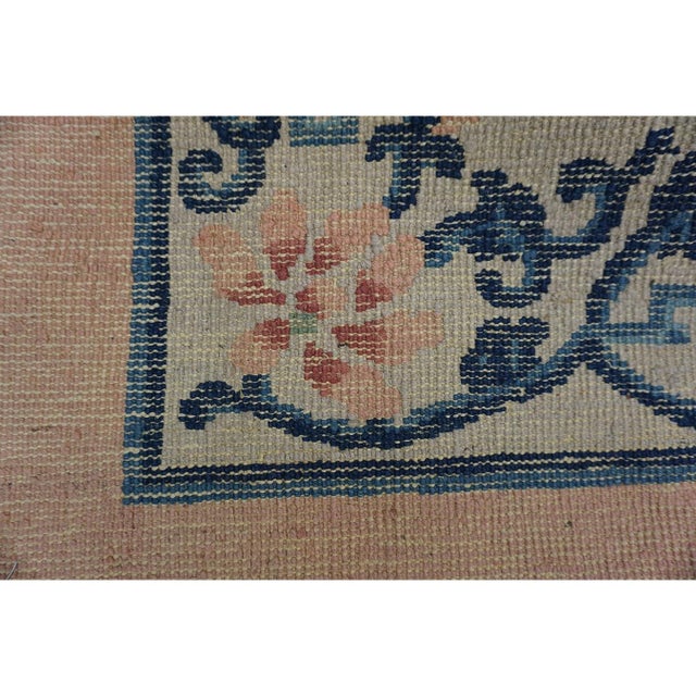 Bubble Gum 1930s Pink Rose Medallion Oriental Antique Chinese Peking Knotted Rug 8' X 10' For Sale - Image 8 of 8