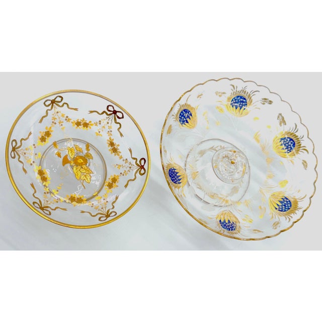 Transparent Collection of French Gilt Enameled Crystal Table Articles, Style of Baccarat For Sale - Image 8 of 10