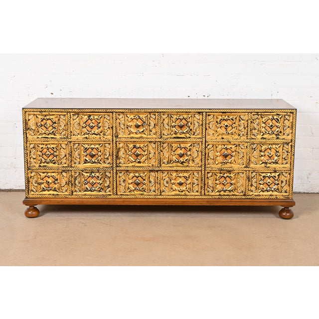 John Widdicomb Mediterranean Treasure Chest Low Credenza, 1960s For Sale - Image 12 of 12