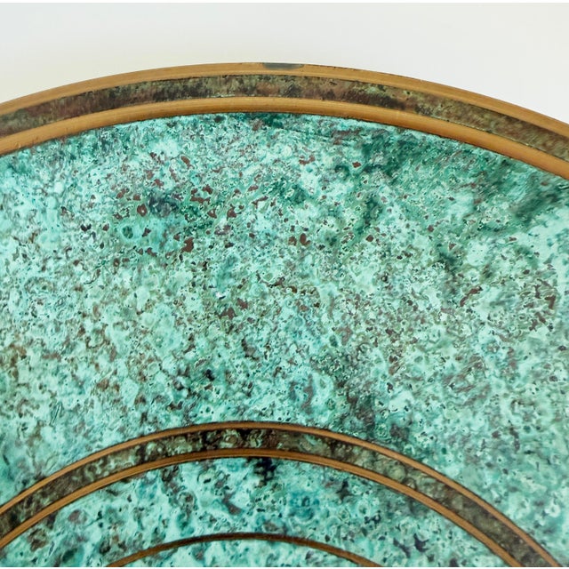 Metal 1930s Carl Sorensen Bronze Verdigris Art Deco Serving Bar Tray For Sale - Image 7 of 13