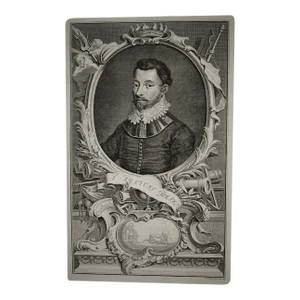 Sir Francis Drake: 18th C. Portrait of 16th C. Navigator, Privateer, Politician, 1748