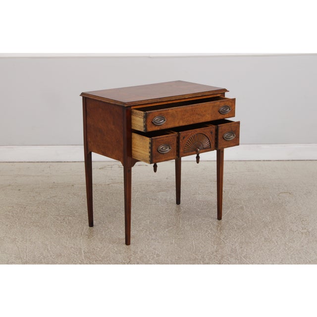 Burl Elm Inlaid Serving Table or Console For Sale - Image 4 of 16