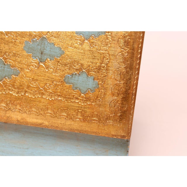 Large Vintage Italian Florentine Baroque Turquoise and Gilt-Wood Jewelry Box For Sale - Image 11 of 17