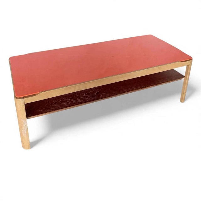 Mid-Century Modern Coffee Table in Orange Acrylic and Teak, 1960s For Sale - Image 9 of 9