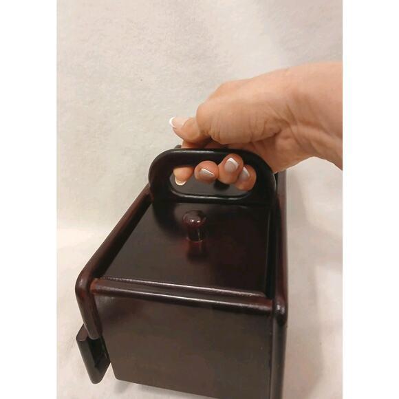The Bombay Company Wood Sewing Box Jewelry Organizer Desk Drawer Top Handle Vintage For Sale - Image 9 of 16