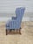 Blue Late 20th Century Stickley Mahogany Williamsburg Mahogany Wingback Chair Schumacher Fabric For Sale - Image 8 of 11