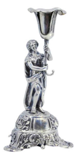 Silver Toothpick Holder with Female Figure