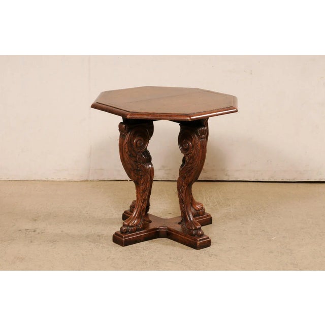 Mid 20th Century English Octagonal Table with Animal Legs For Sale In Atlanta - Image 6 of 11