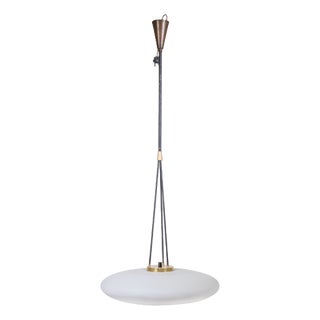 Vintage Brass and Glass Chandelier from Stilnovo, Italy, 1970s For Sale