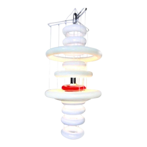Verner Panton Verpan Ufo Chandelier, White, Red, Chrome, Denmark, 1975, 2015