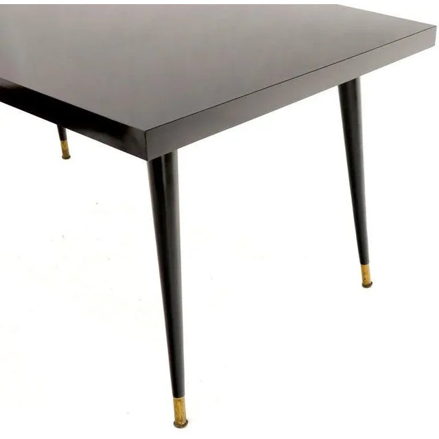 Black Laminate Tapered Dowel Legs Dining Table With Extension Board For Sale - Image 10 of 11
