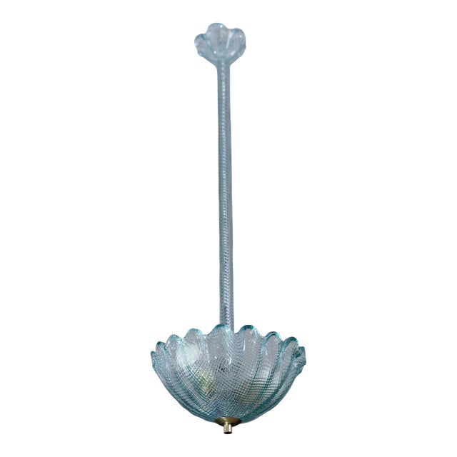 1950 Rare Blu Pendant Light Murano Glass by Barovier E Toso For Sale