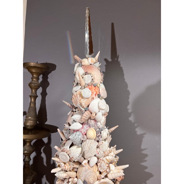 Vintage Italian Large Grotto Style Seashell & Rock Crystal Topiary on the Gilt Stand For Sale - Image 10 of 11