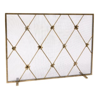 Aged Gold Flora Fireplace Screen For Sale