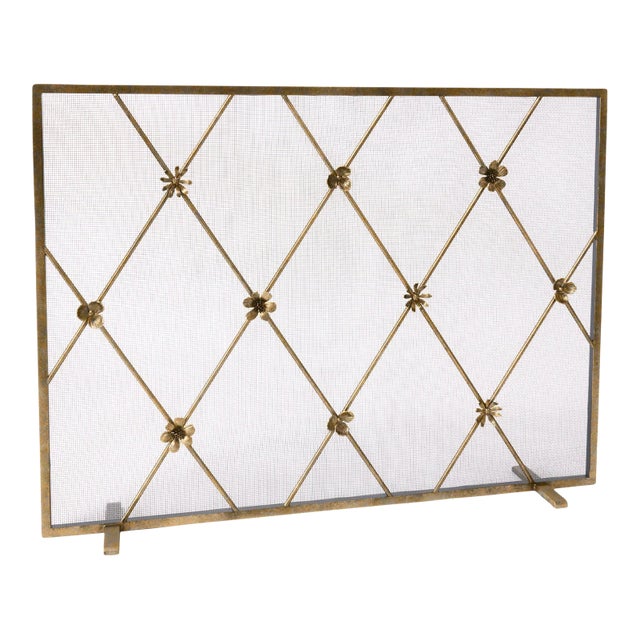 Aged Gold Flora Fireplace Screen For Sale