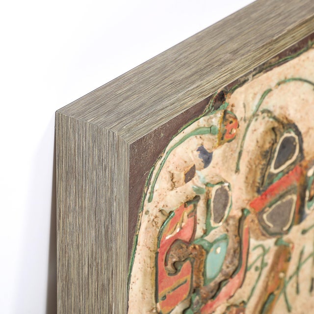 Mid-Century Abstract Israeli Earthenware Plaque in Burnt Umber, Cream & Red Hues, Sofia Kisselov For Sale In New York - Image 6 of 12