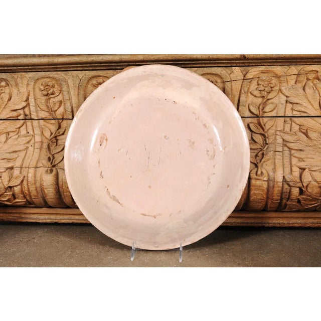1910s Northern Italian Pottery Platter with Blue Deer Motif and Weathered Patina For Sale - Image 12 of 13