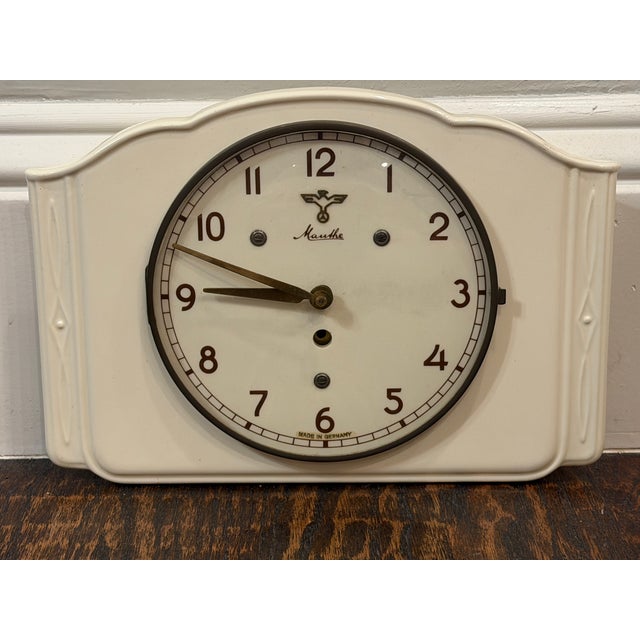 1930s German Mauthe Art Deco Glazed Ceramic Wall Clock For Sale - Image 15 of 16