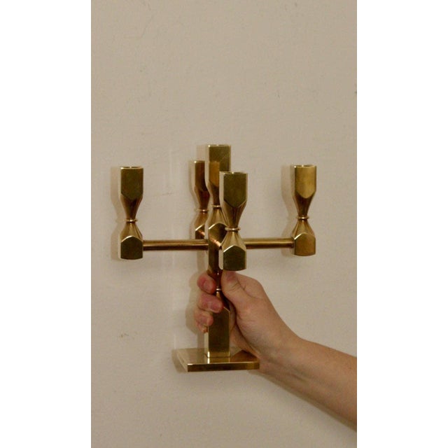 1990s Vintage Swedish Brass Candelabra by Gusum, 1990 For Sale - Image 5 of 11