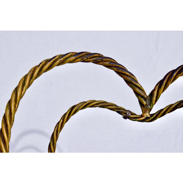 Hollywood Regency Gilt Iron Rope and Tassel Bench Stool. Italy, 1950's For Sale - Image 4 of 10