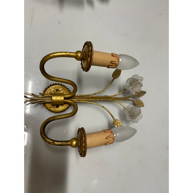 Italian Murano Glass Gold Gilded Sconces, 1960s, Set of 2 For Sale - Image 11 of 12