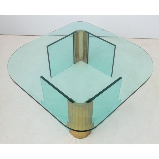 Transparent Leon Rosen Pace Collection Glass & Brass Low Table For Sale - Image 8 of 9