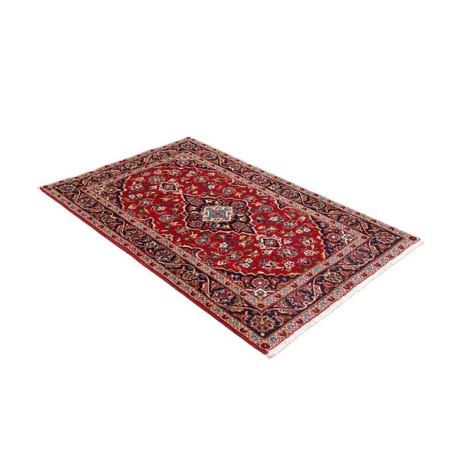 Kashan Rug in Hand-Knotted Wool For Sale - Image 3 of 11
