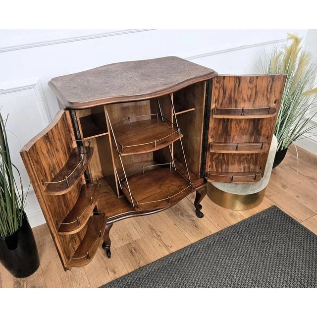 Brown Mid-Century Italian Art Deco Style Burl Wood Dry Bar Cabinet, 1950s For Sale - Image 8 of 10