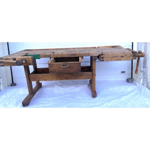 Carpenters Workbench with Drawer and Trough, 1900s For Sale - Image 13 of 18