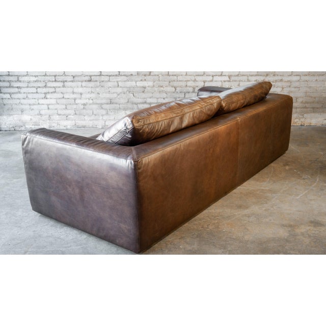 Restoration Hardware Leather Cloud Sofa For Sale - Image 13 of 15