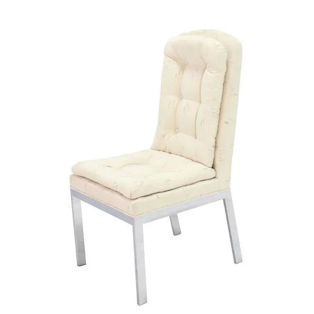 Off-white Vintage Mid Century Chrome and Upholstery Dining Chairs- Set of 6 For Sale - Image 8 of 11