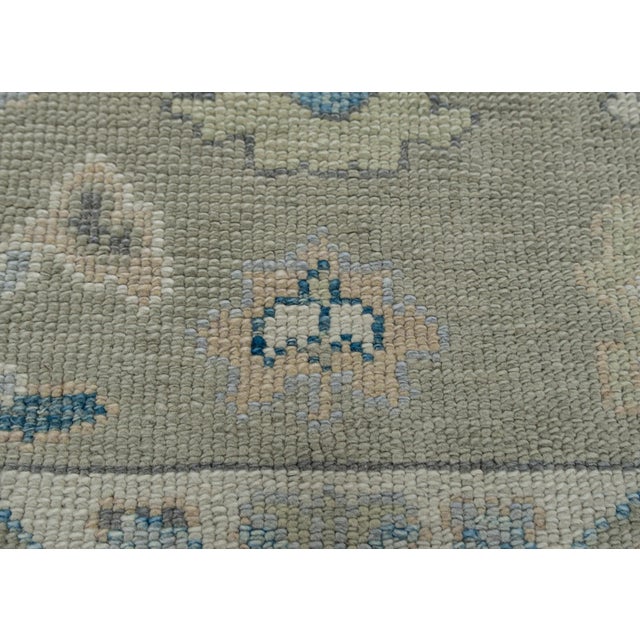 Gray Turkish Oushak Rug Gray, Blue & Olive Green Handwoven Wool Rug 3' X 6'3" For Sale - Image 8 of 10