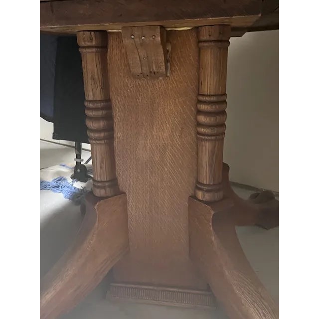 1900 - 1909 Antique Clawfoot Oak Table For Sale - Image 5 of 6