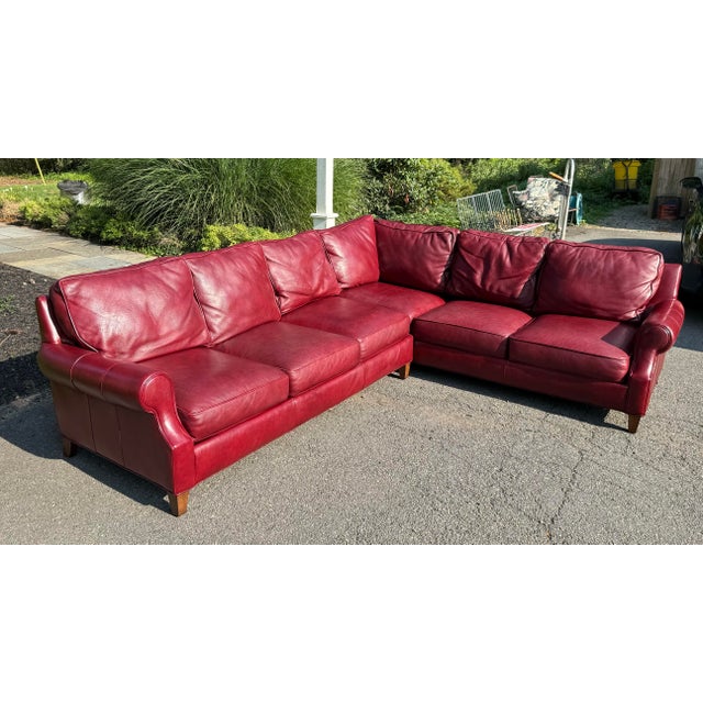 Stunning 2 piece rich red oxblood sofa by Bradington-Young in Hickory North Carolina feel free to reach out with any...