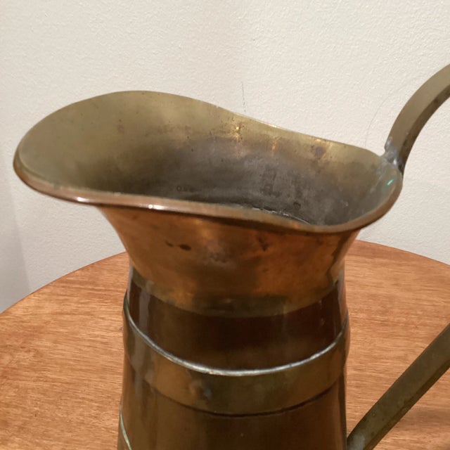 Brass Vintage Copper and Brass Pitcher With Mayan Sun Calendar For Sale - Image 8 of 12