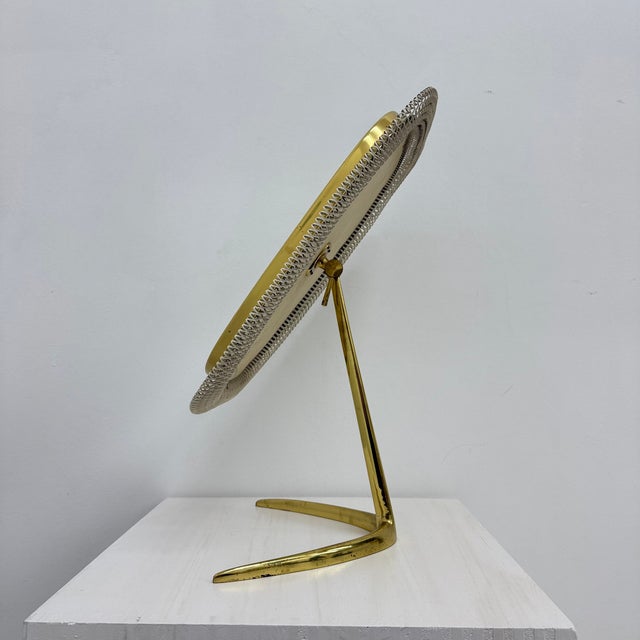Gold Mid-Century Brass Vanity Table Mirror from Vereinigte Werkstätten, Germany, 1950s For Sale - Image 8 of 18