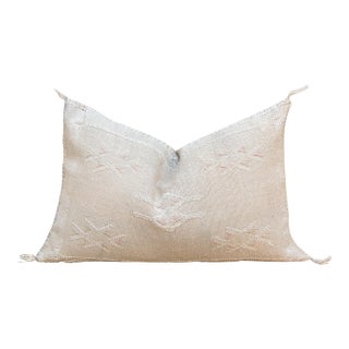 Ivory Star Cluster Lumbar Moroccan Silk Pillow For Sale