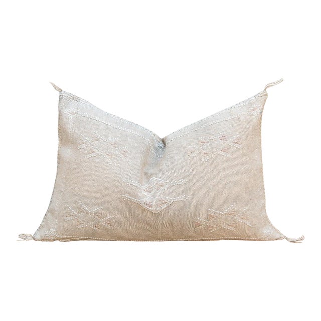Ivory Star Cluster Lumbar Moroccan Silk Pillow For Sale