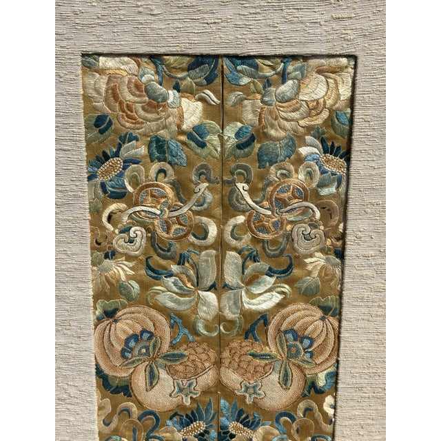 Antique Chinese Silk Embroidery Panel in Vintage Frame / Chinoiserie Style Silk Embroidery Wall Art For Sale - Image 4 of 14