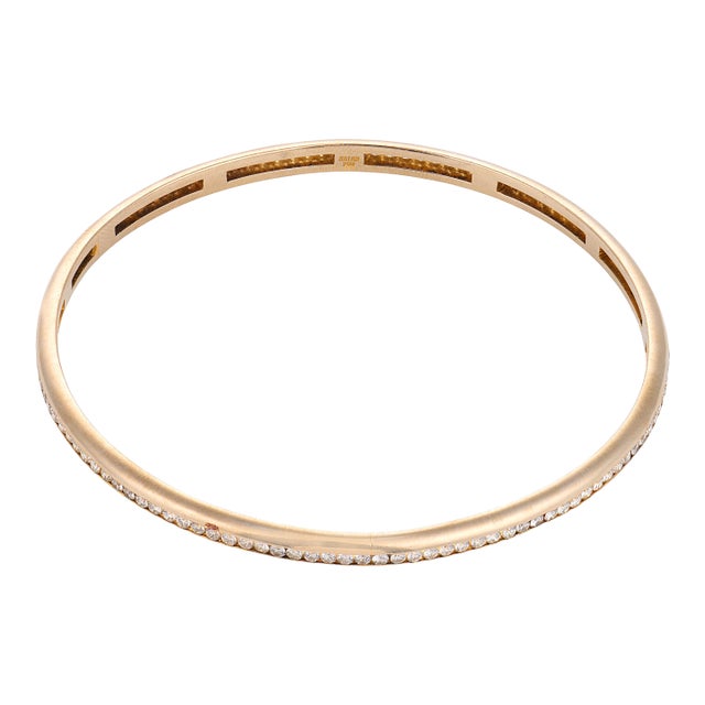 Vintage Diamond 18k White Gold Bangle Bracelet For Sale