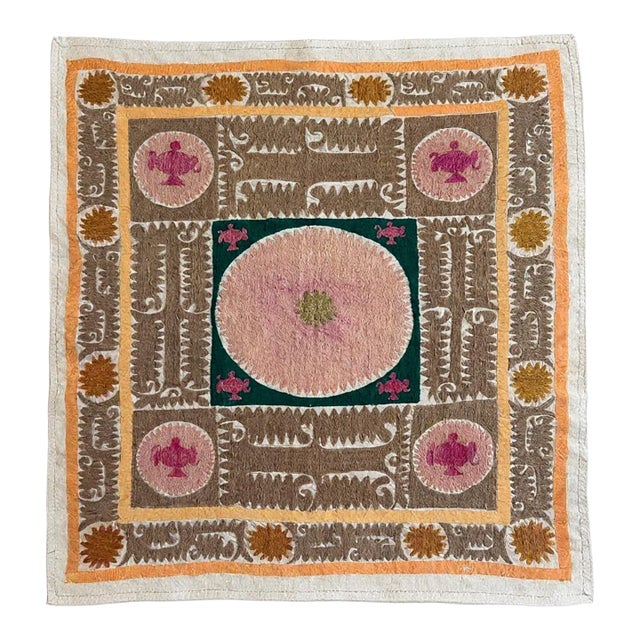 Suzani Tribal Textile - Neutral Tan Samarkand Embroidery For Sale