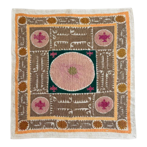 Suzani Tribal Textile - Neutral Tan Samarkand Embroidery